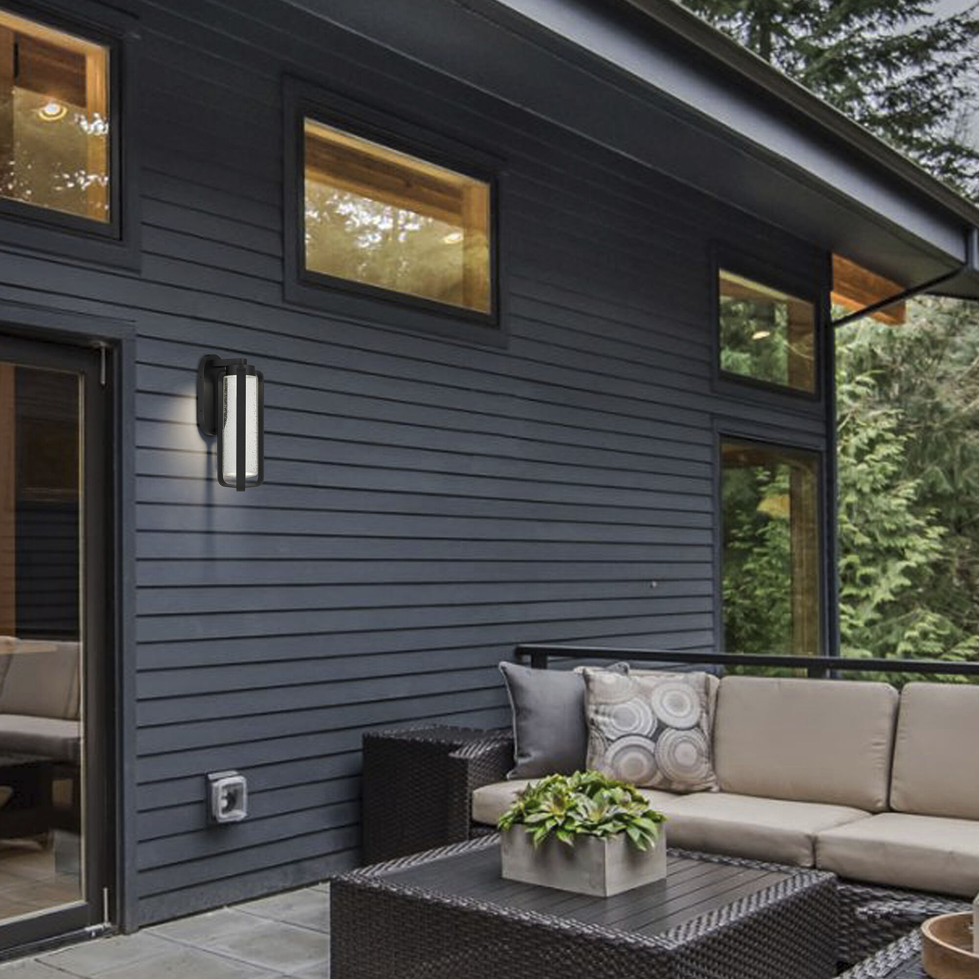 Clover LED 15.5 inch Sand Black Outdoor Wall Sconce